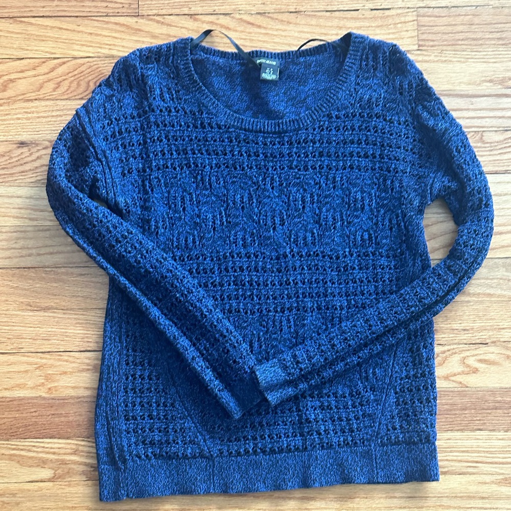DKNY Navy Textured Crew Neck Sweater